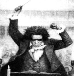 Beethoven conducting wearing dark sunglasses