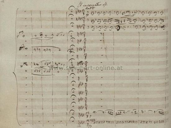 Manuscript of Et incarnatus est from Schubert's Mass in E-flat Major D950