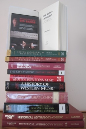 Photo of stack of books about classical music