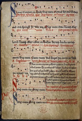 Manuscript of song Sumer Is Icumen In from the British Library