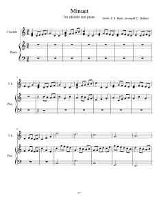 Sheet music, Minuet for Ukulele and Piano page 1