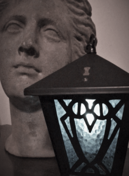 Bryn Mawr lantern and bust of Athena