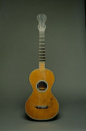 Photograph of guitar signed by Paganini and Berlioz